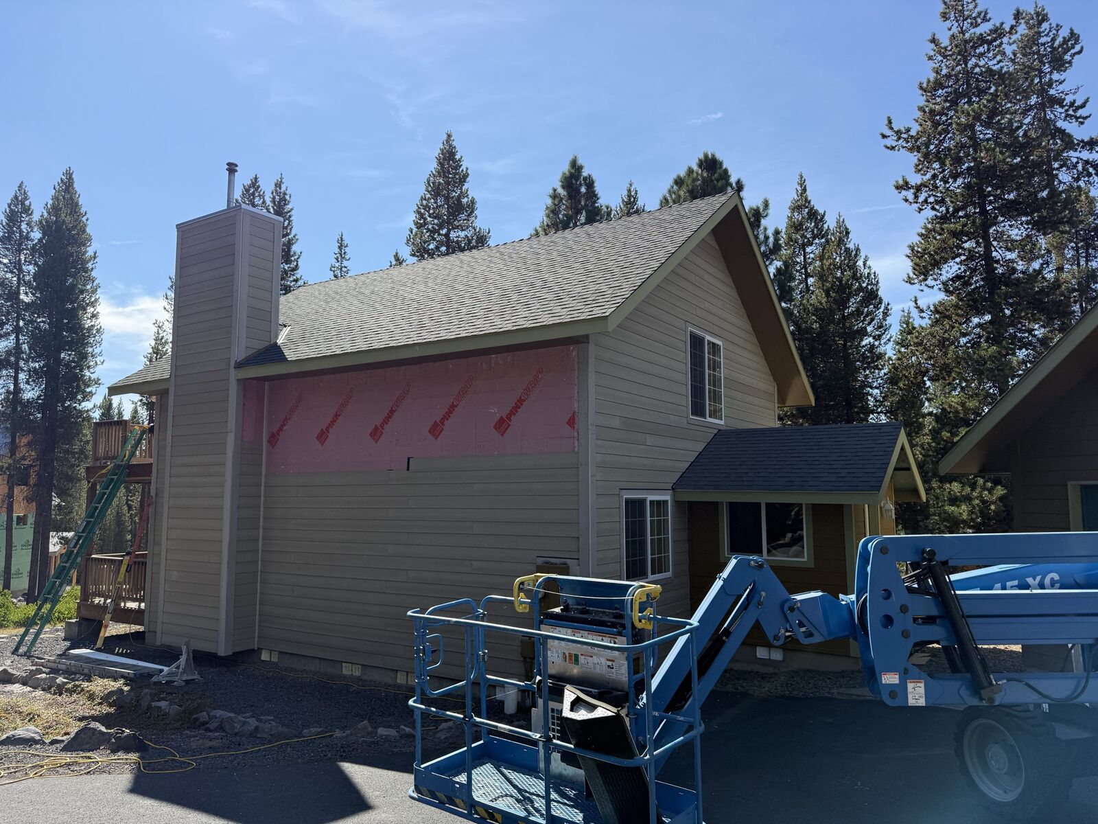 In progress: new wrap and flashing on the Crescent Lake home