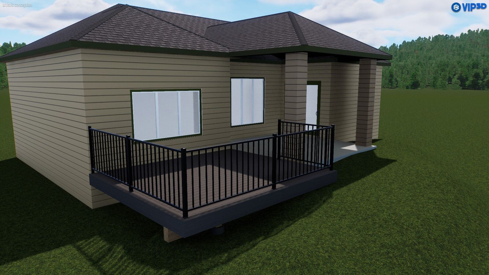 3D design: Composite deck with steel rail, NW Bend