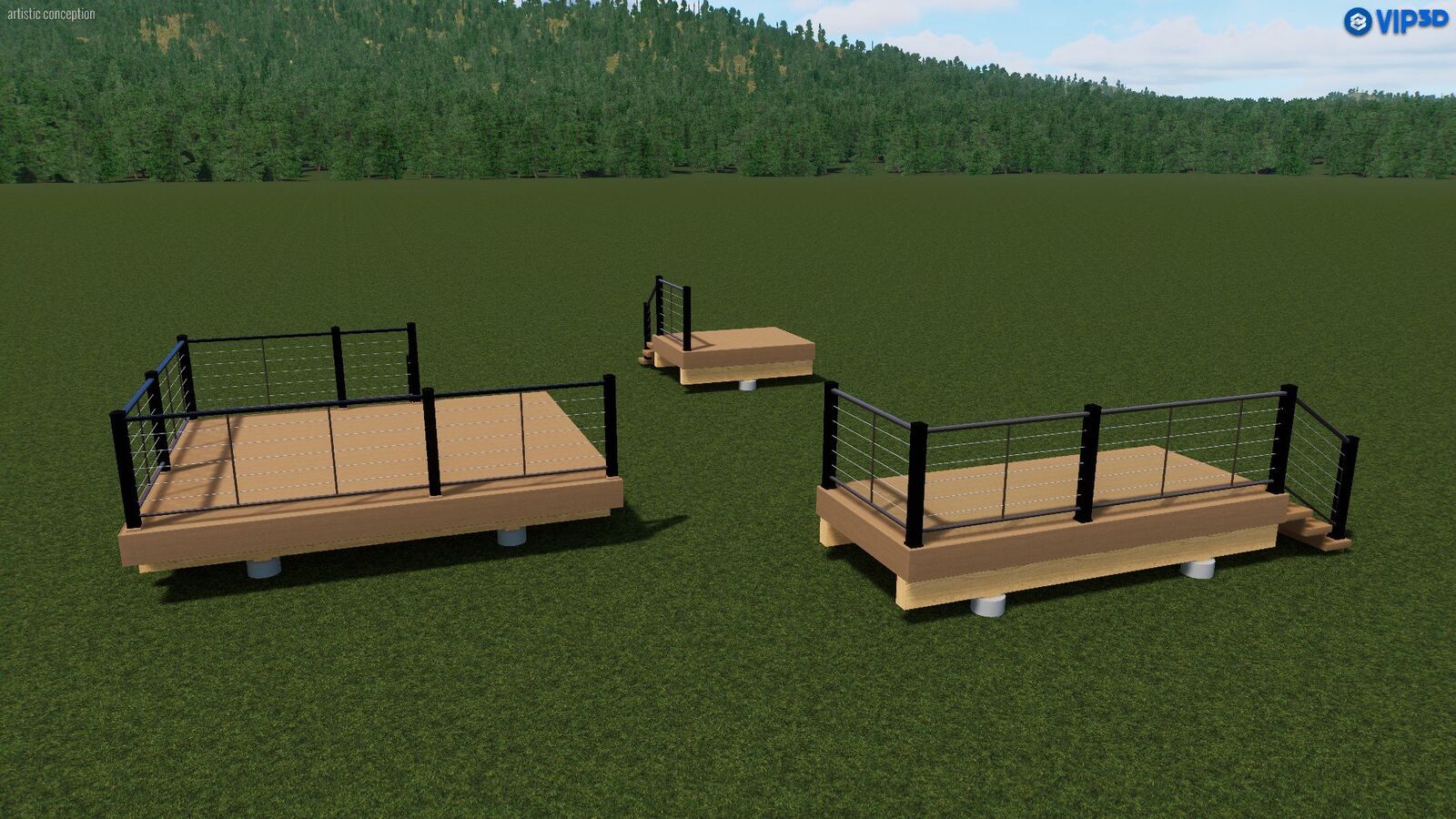 3D design: Cedar deck with hog-wire rail, Bend
